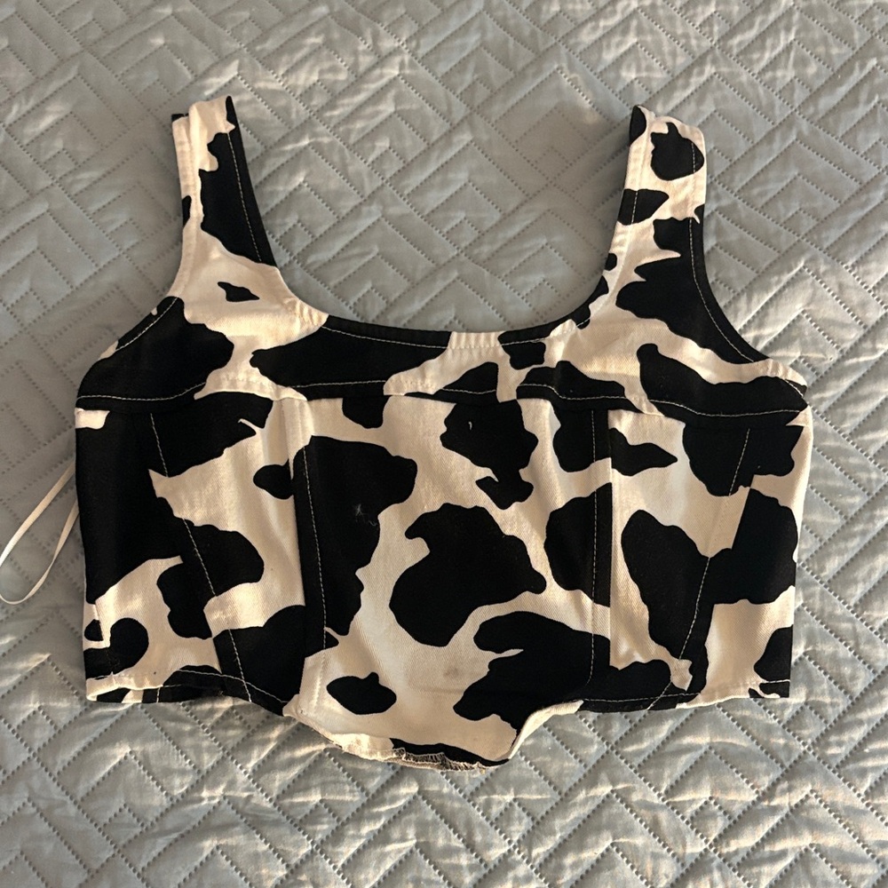 Black and White Cow Print Women's top